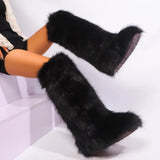 Black Faux Fur Knee high Boots