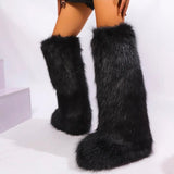 Black Faux Fur Knee high Boots