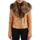 Tan Bomber With Fur