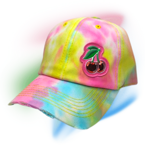 Pink And Yellow Tie Dye Cherry Hat