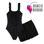 Black Ruffle Swimsuit & Skirt 2 Piece