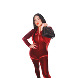 Red Velvet Zip Suit