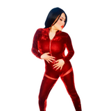 Red Velvet Zip Suit