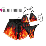 3 Piece Flame Bikini with Beach Shorts