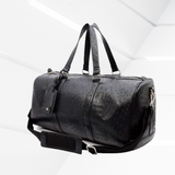 La Miel Black 2 Piece Duffle Bag, Ostrich Embossed