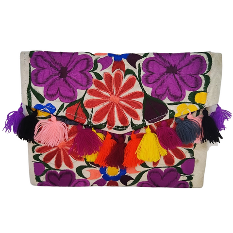 Purple Native Embroidered Flower Purse